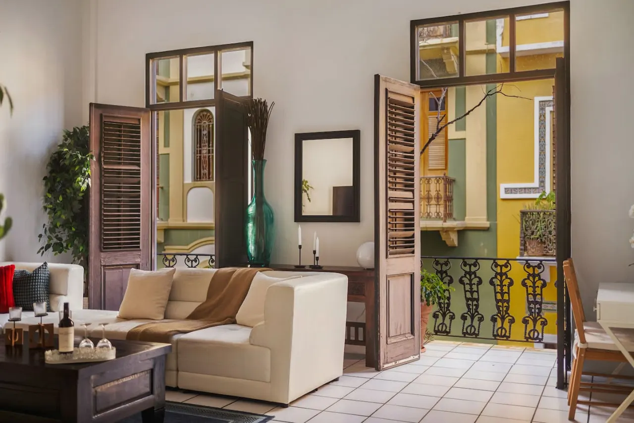 Living area at Spanish Duplex | Private Patio | Walk to Ocean, Old San Juan